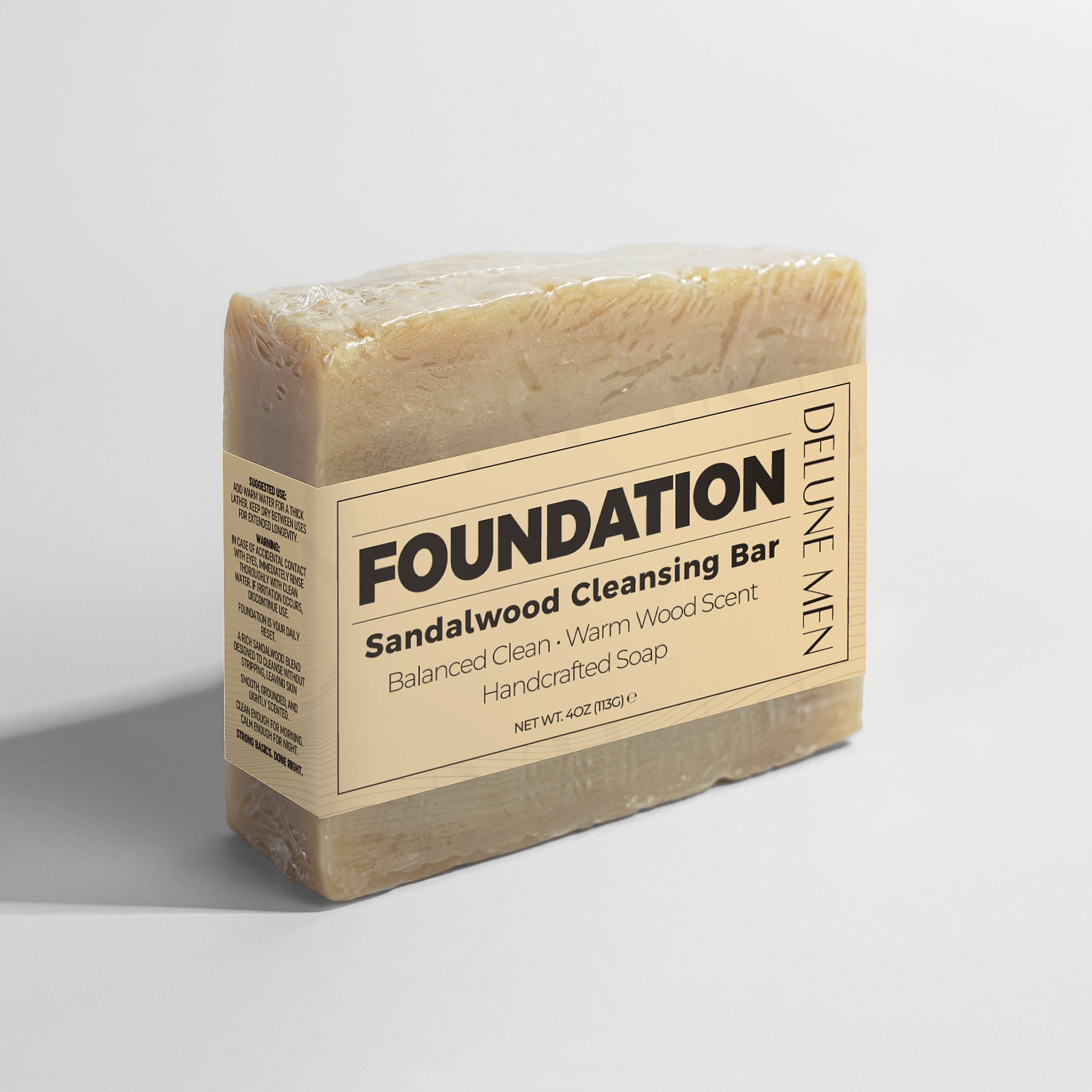 Delune Men FOUNDATION Rich Sandalwood Bar benefit image
