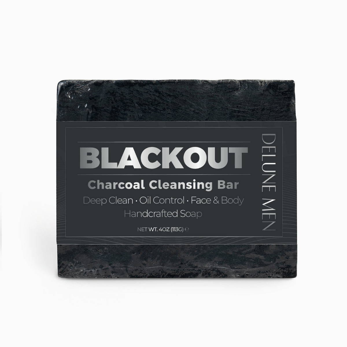Delune Men BLACKOUT Charcoal Cleansing Bar product packaging