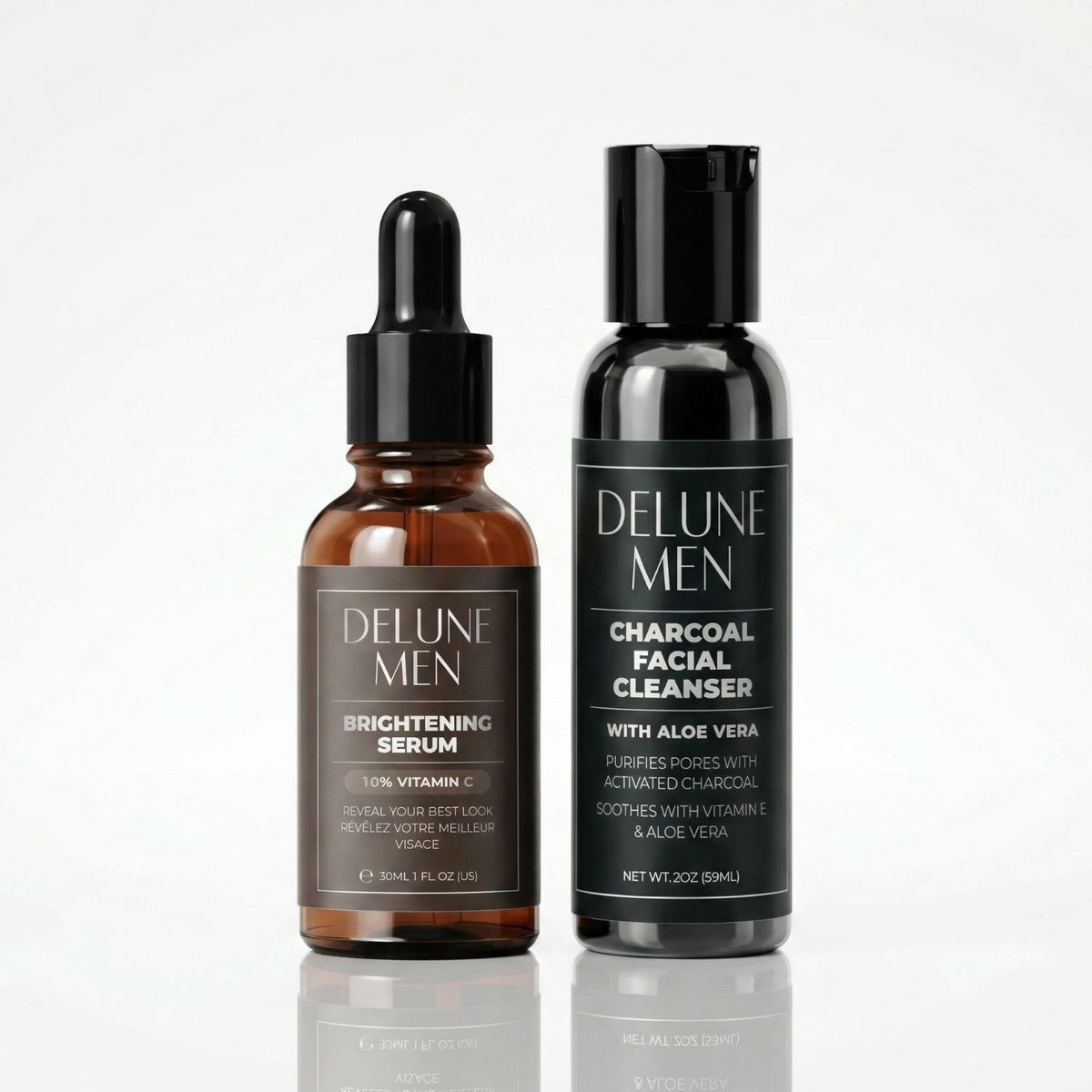 Delune Men The Reset charcoal cleanser and Vitamin C bundle