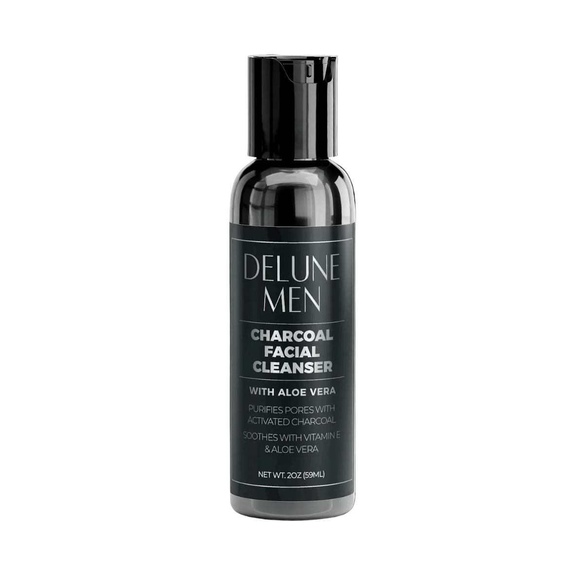 Delune Men Charcoal Facial Cleanser bottle for deep daily cleansing